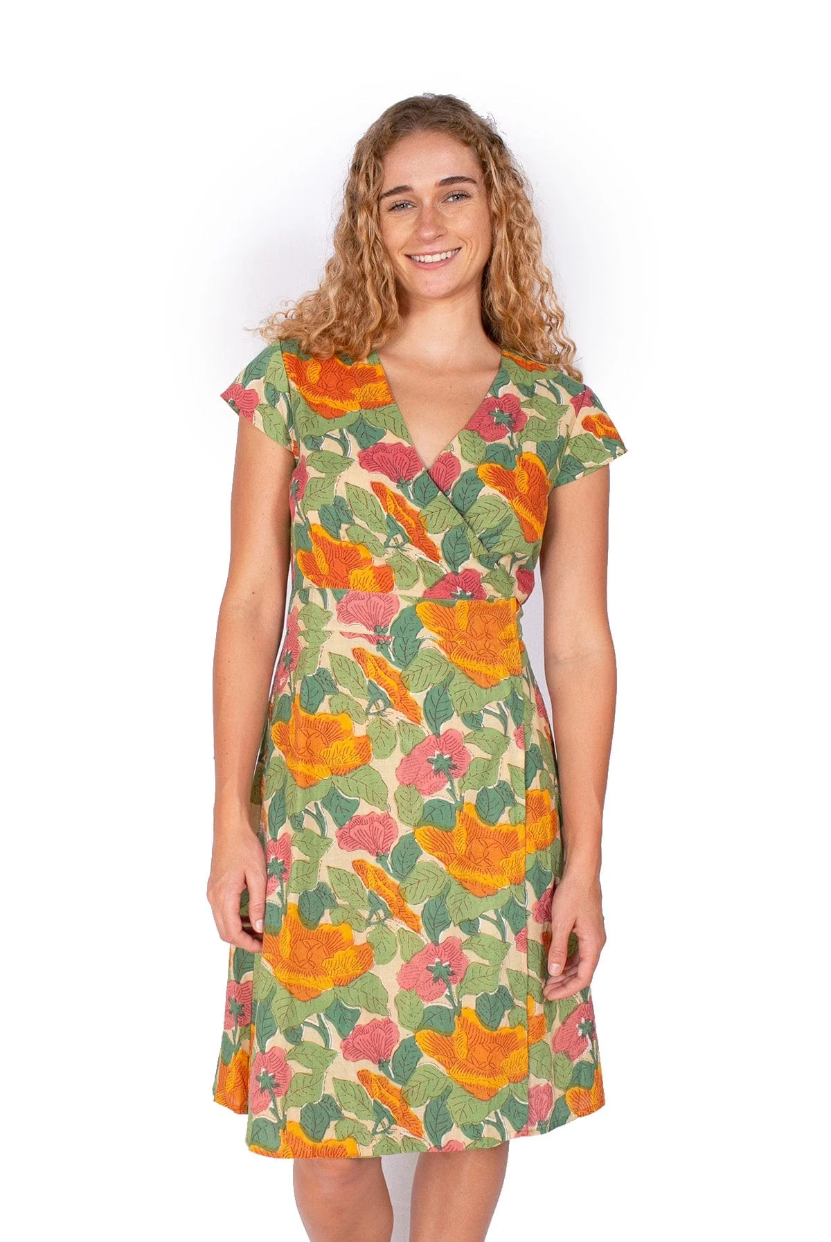 Om Design Rose Wrap Dress - Watercolour Garden*