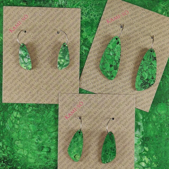 Oval Recycled Paper Earrings - Medium - Image 10