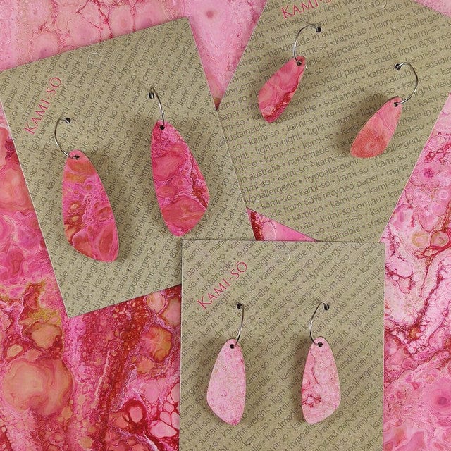 Oval Recycled Paper Earrings - Medium - Image 11