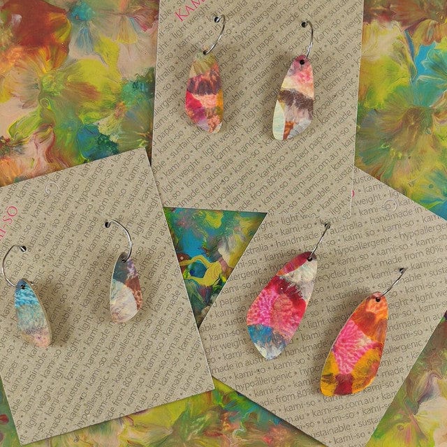 Oval Recycled Paper Earrings - Medium - Image 13