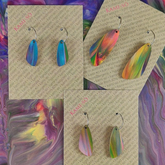 Oval Recycled Paper Earrings - Medium - Image 6