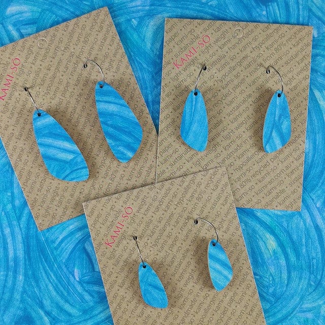 Oval Recycled Paper Earrings - Medium - Image 8