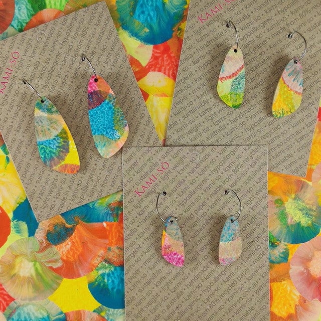 Oval Recycled Paper Earrings - Medium - Image 9