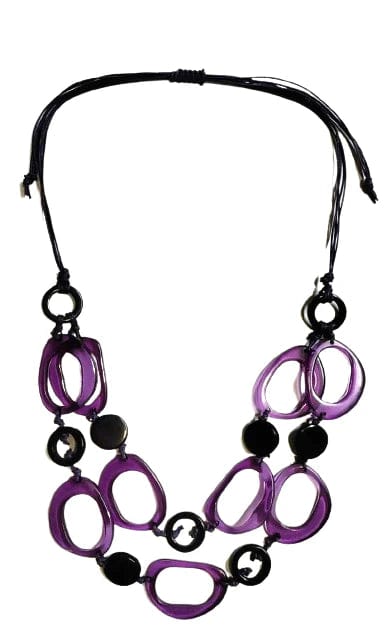 Purple Black Multi resin 2 row Necklace