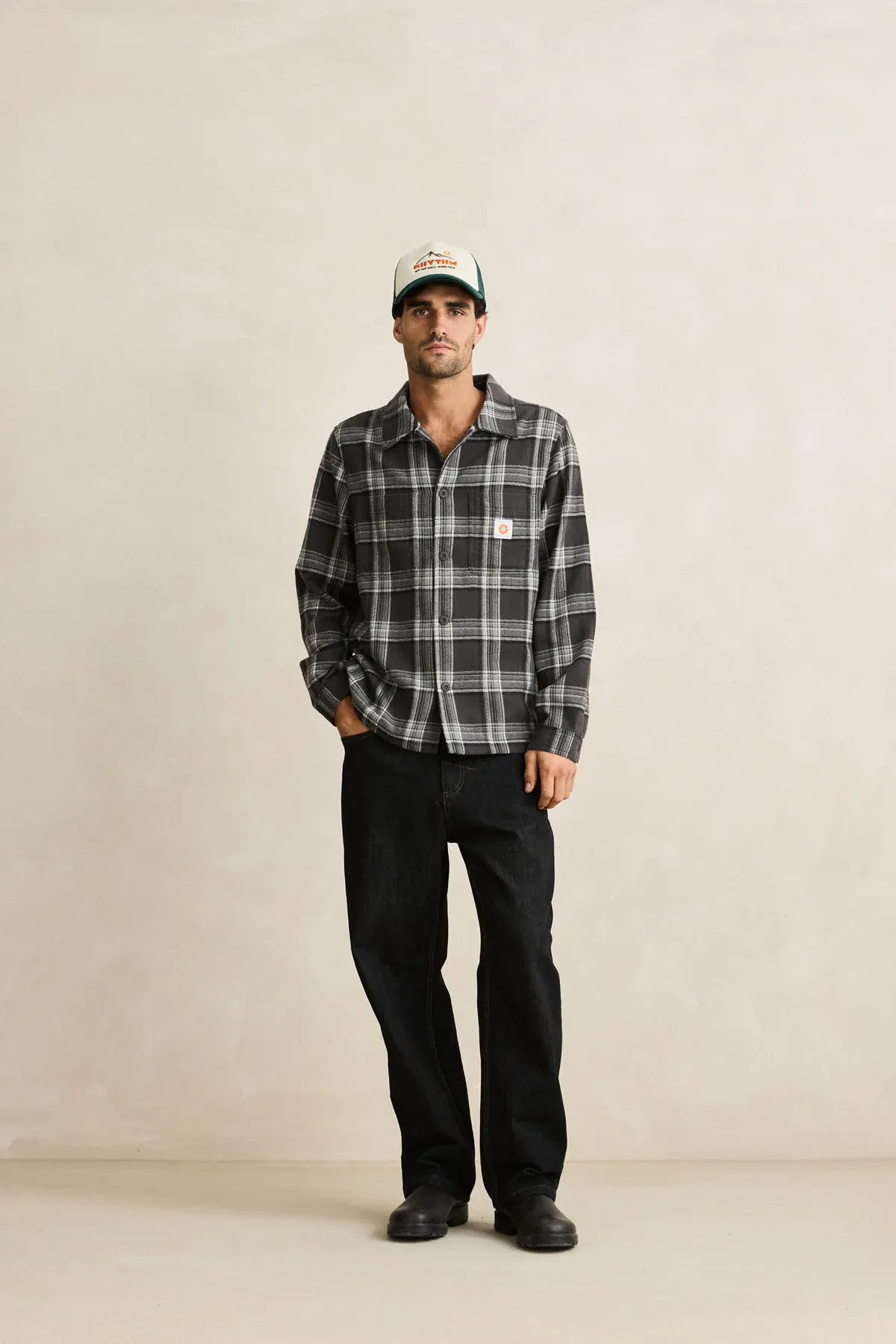 Rhythm Alex Check LS Shirt - Forest