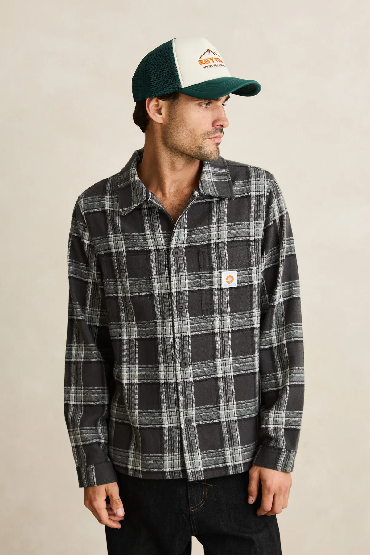 Rhythm Alex Check LS Shirt - Forest - Image 3