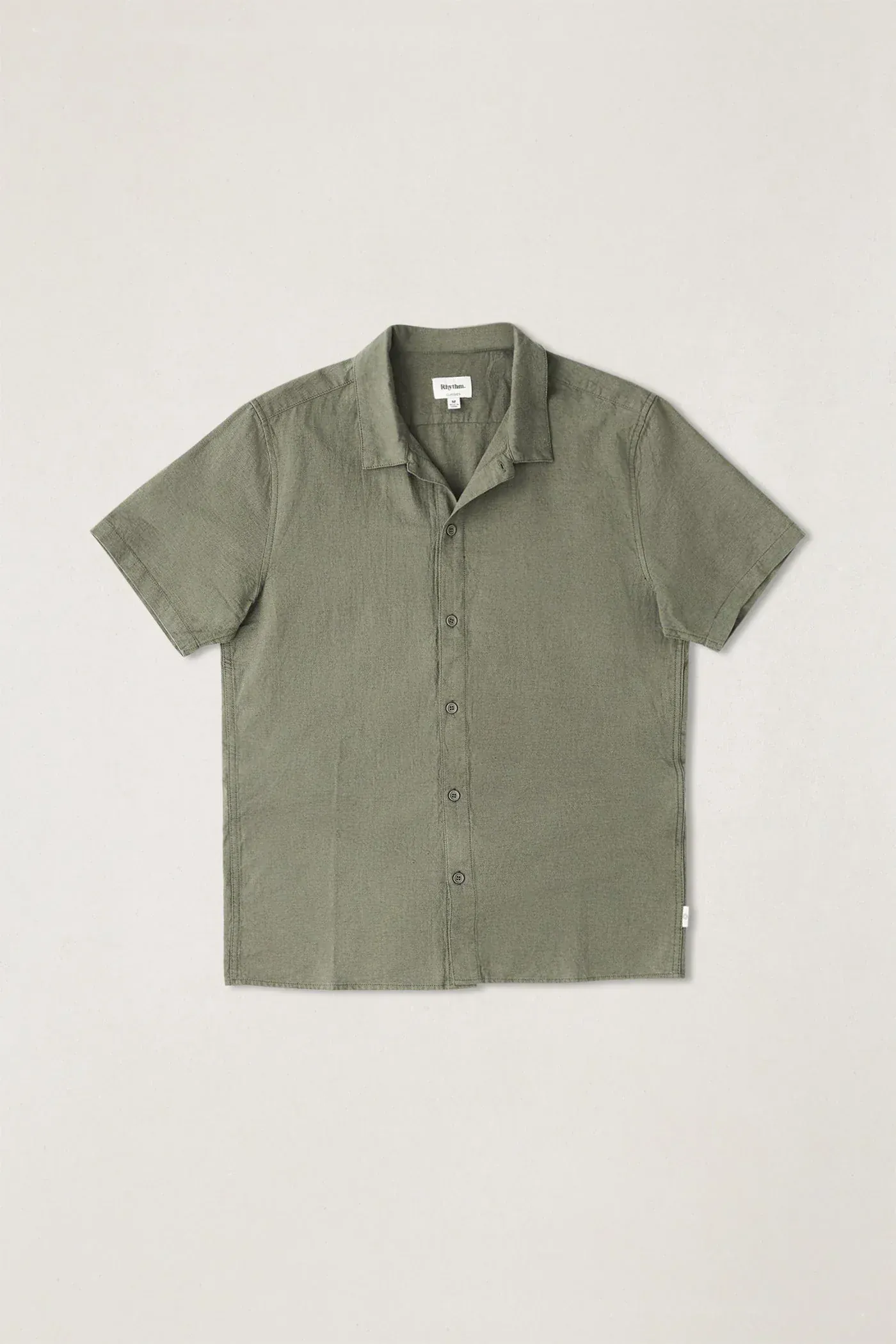 Rhythm Classic Linen Short Sleeved Shirt - Forest Green - Image 4