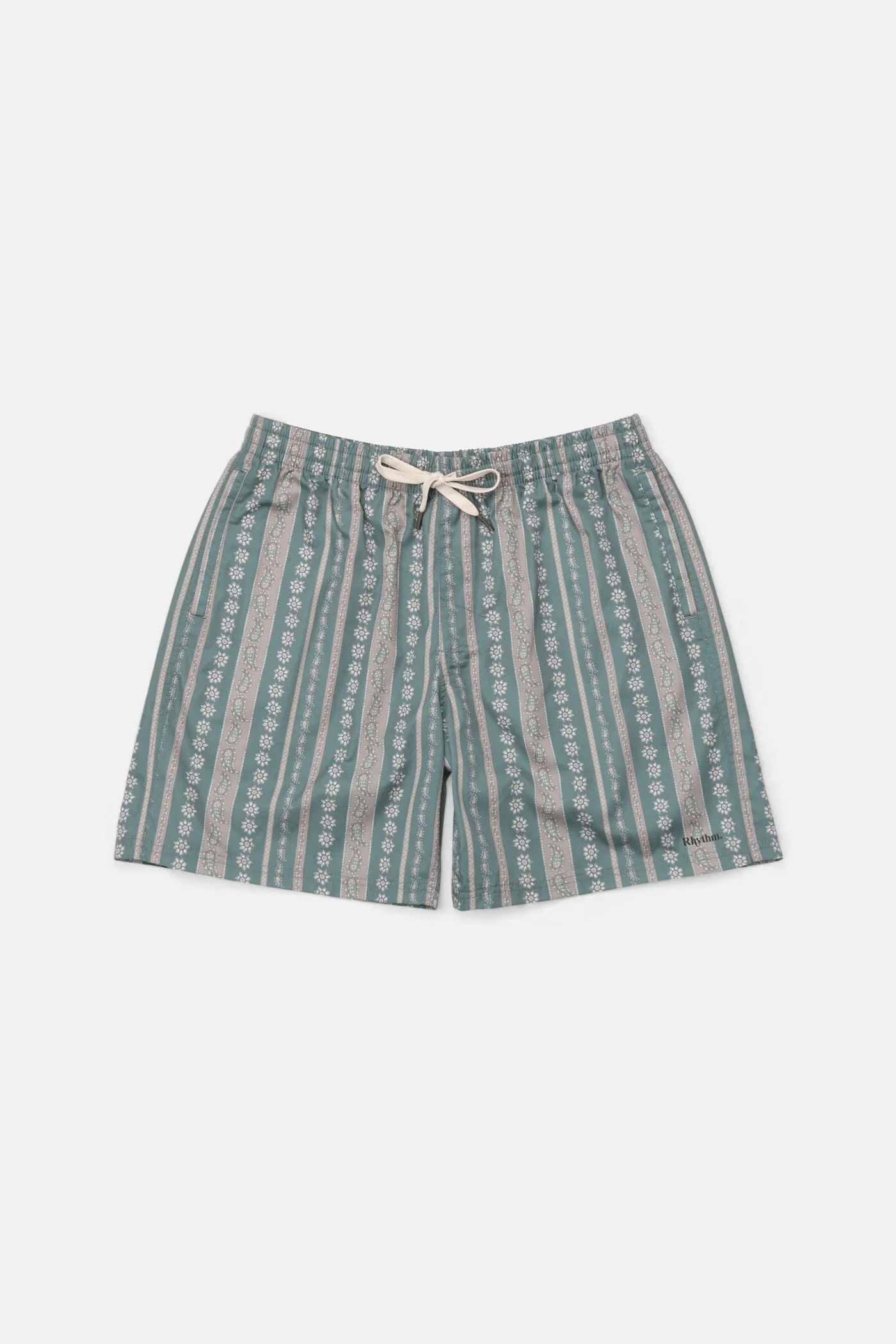 Rhythm Paisley Stripe Beach Short - Olive