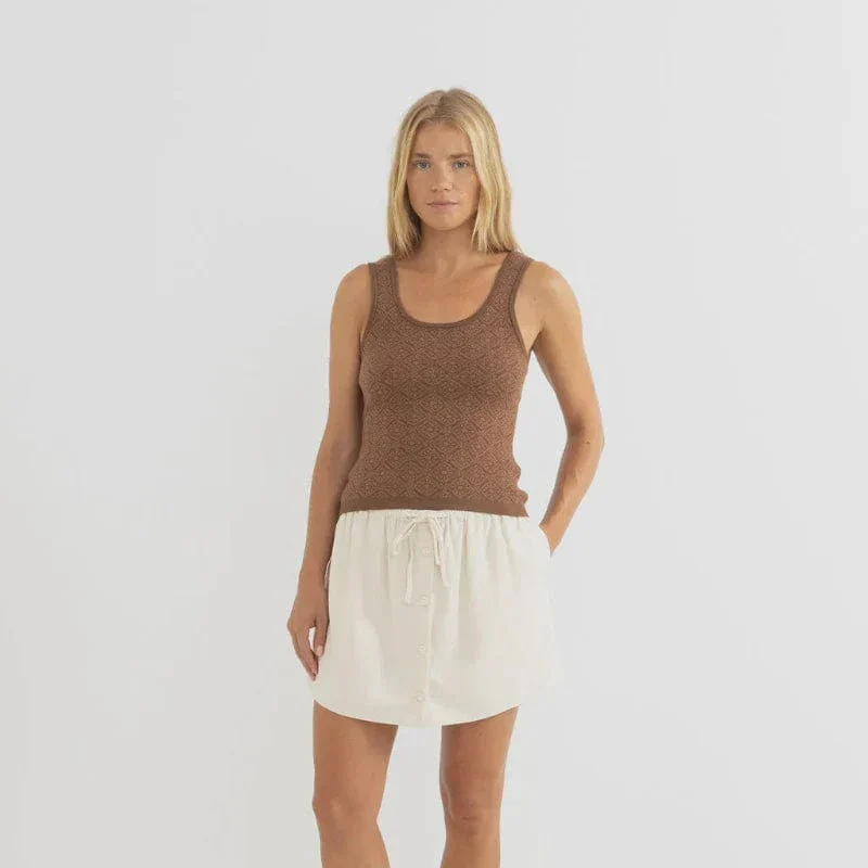 Rhythm Sunset Scoop Neck Knit Tank - Chocolate