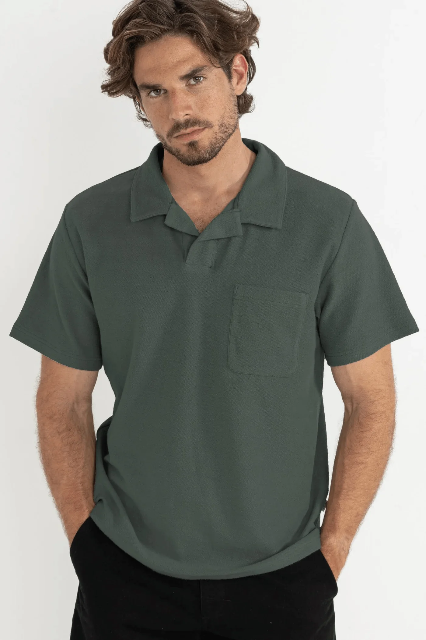 Rhythm Vintage Terry Polo - Silver Pine - Image 2