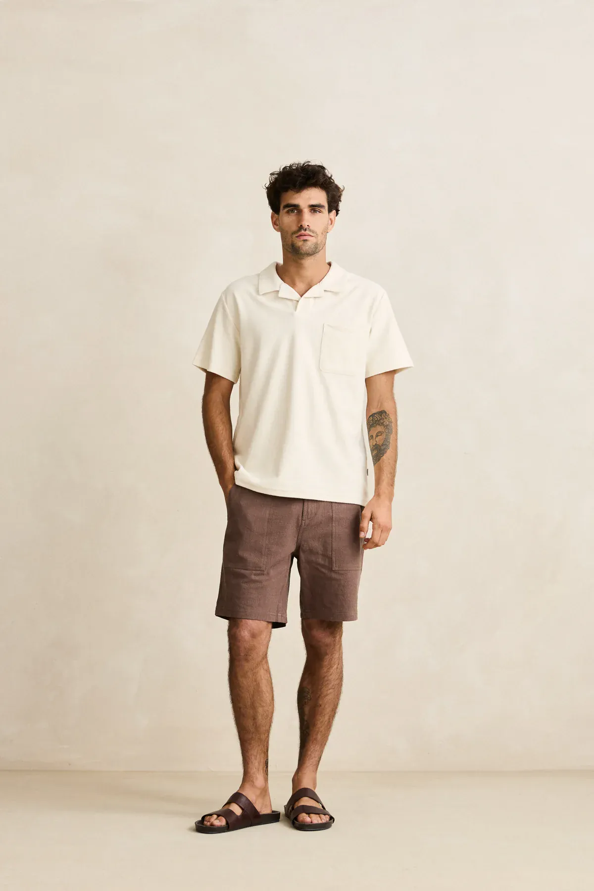 Rhythm Worn Path Textured Linen Short - Oak