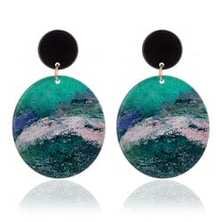 Sia Round Marbled Resin Earrings - Image 2