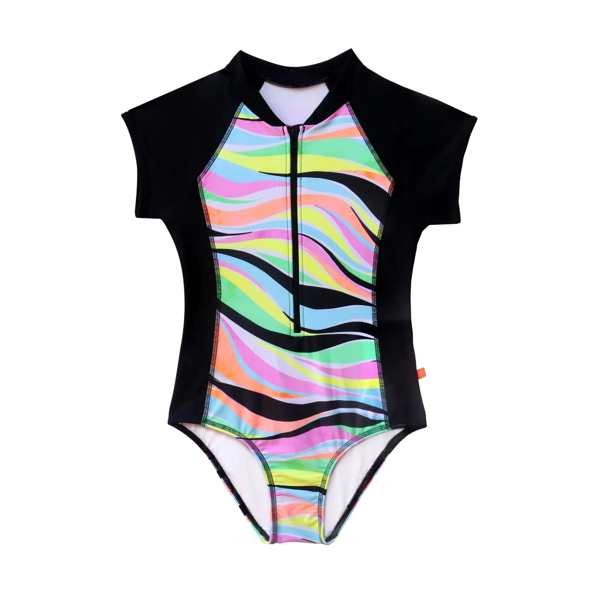 Salty Ink Girls Coastal Wave Surfsuit - Neon Wave - Image 4