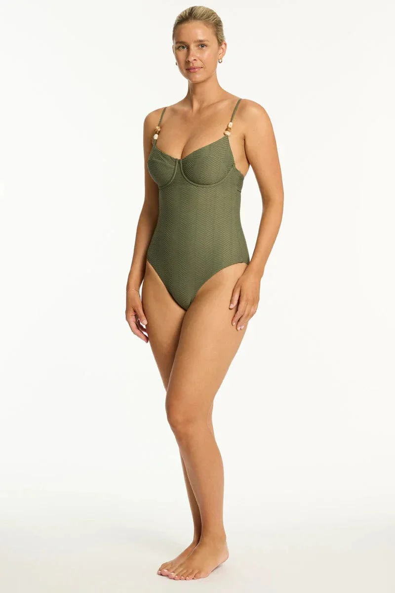Sea Level Caracus Balconette Bra One Piece - Khaki - Image 4