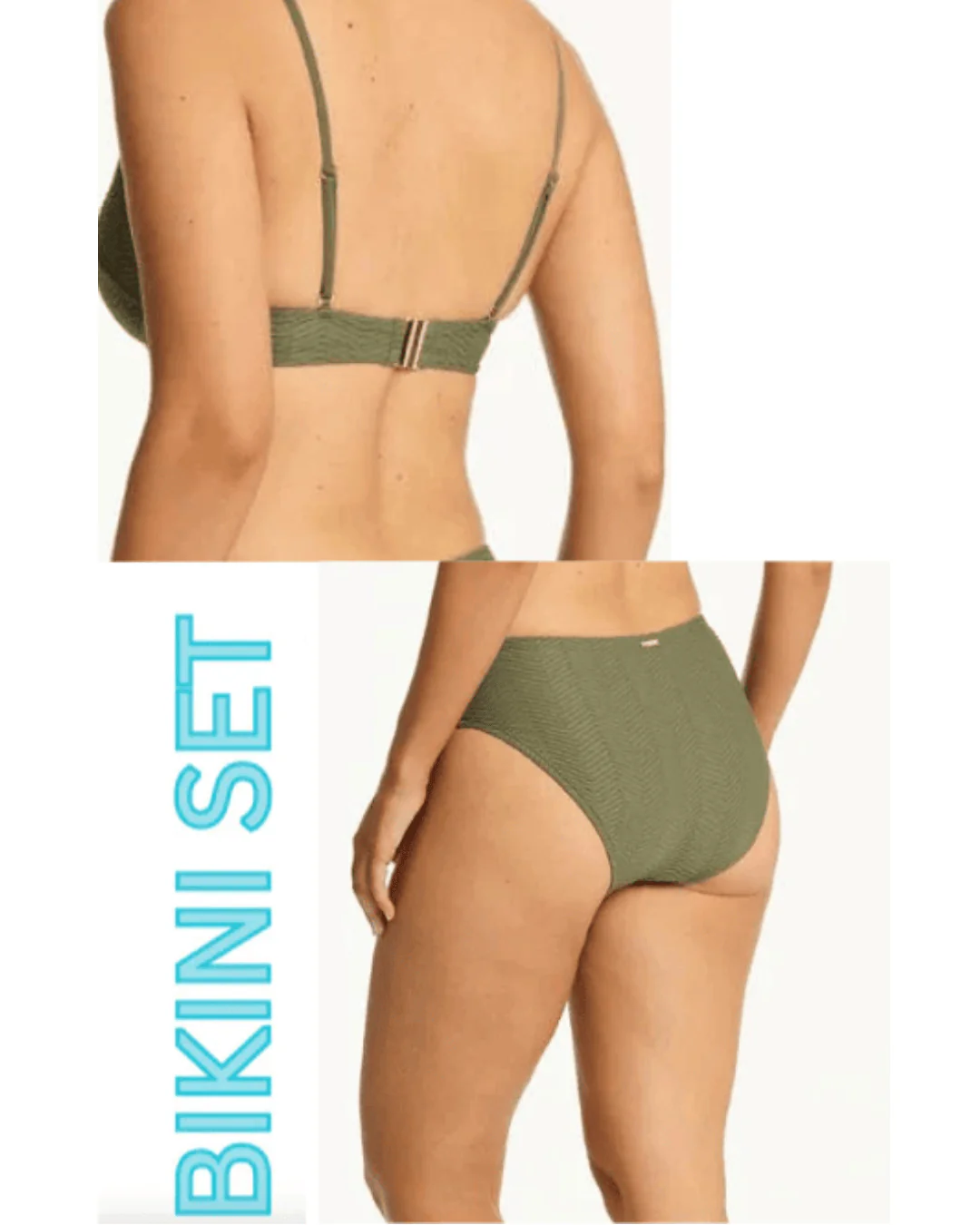 Sea Level Caracus Balconette Bra Top & Mid Bikini Pant Set - Khaki - Image 2