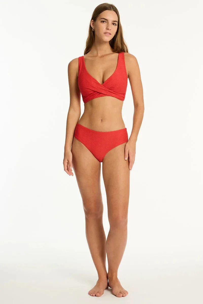 Sea Level Caracus Cross Front Multifit Bra Top - Spice Red