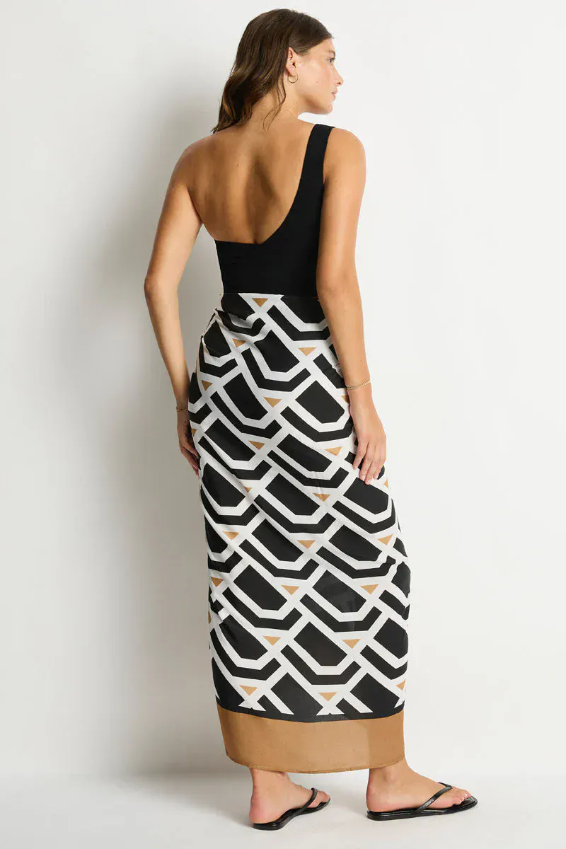 Sea Level Costa Long Sarong - Black Print - Image 2