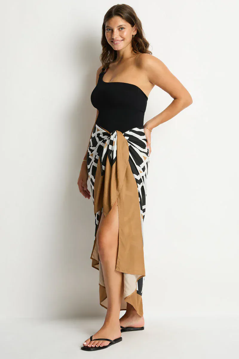 Sea Level Costa Long Sarong - Black Print - Image 3