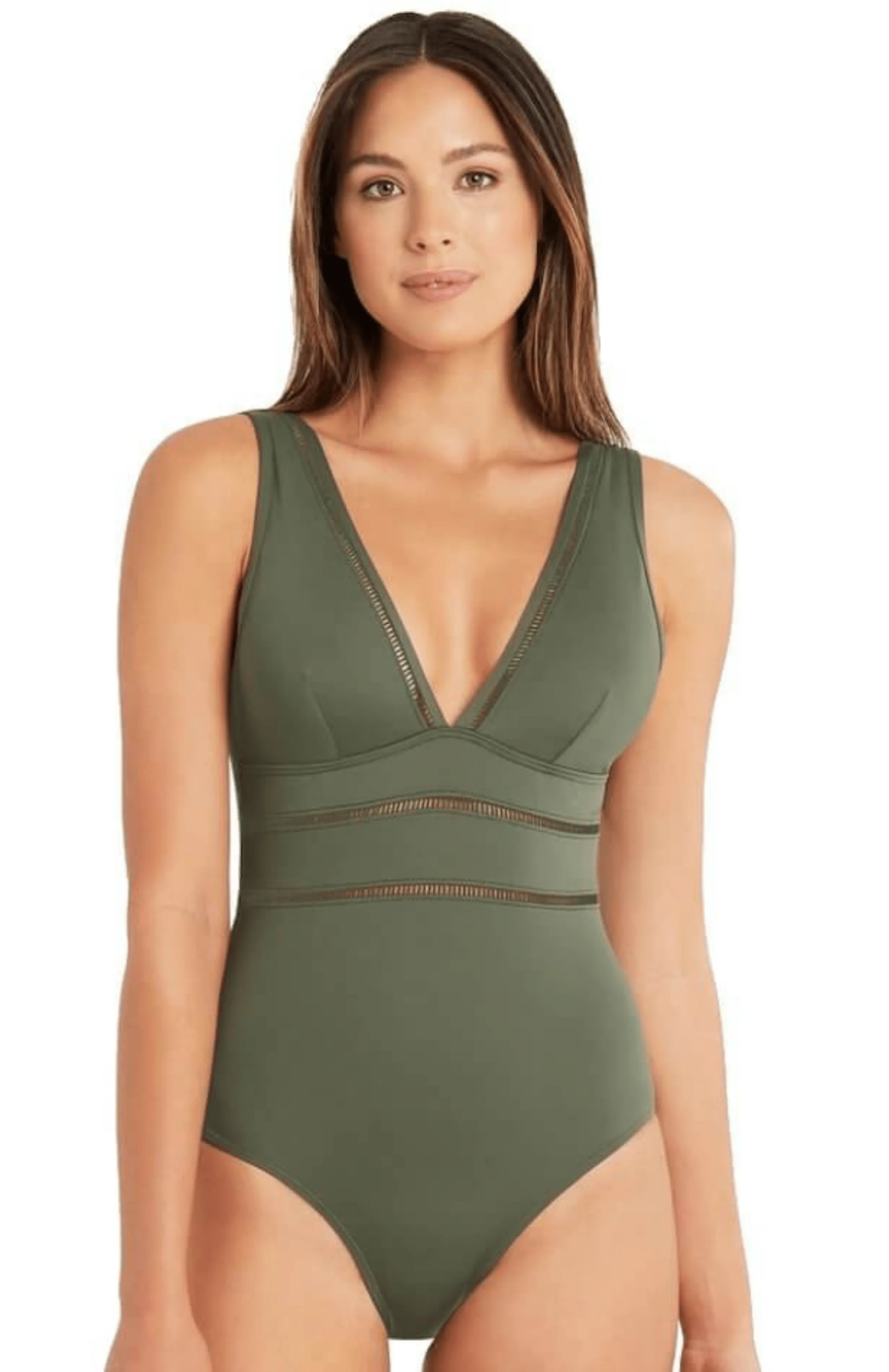 Sea Level Essentials Spliced One Piece - Khaki