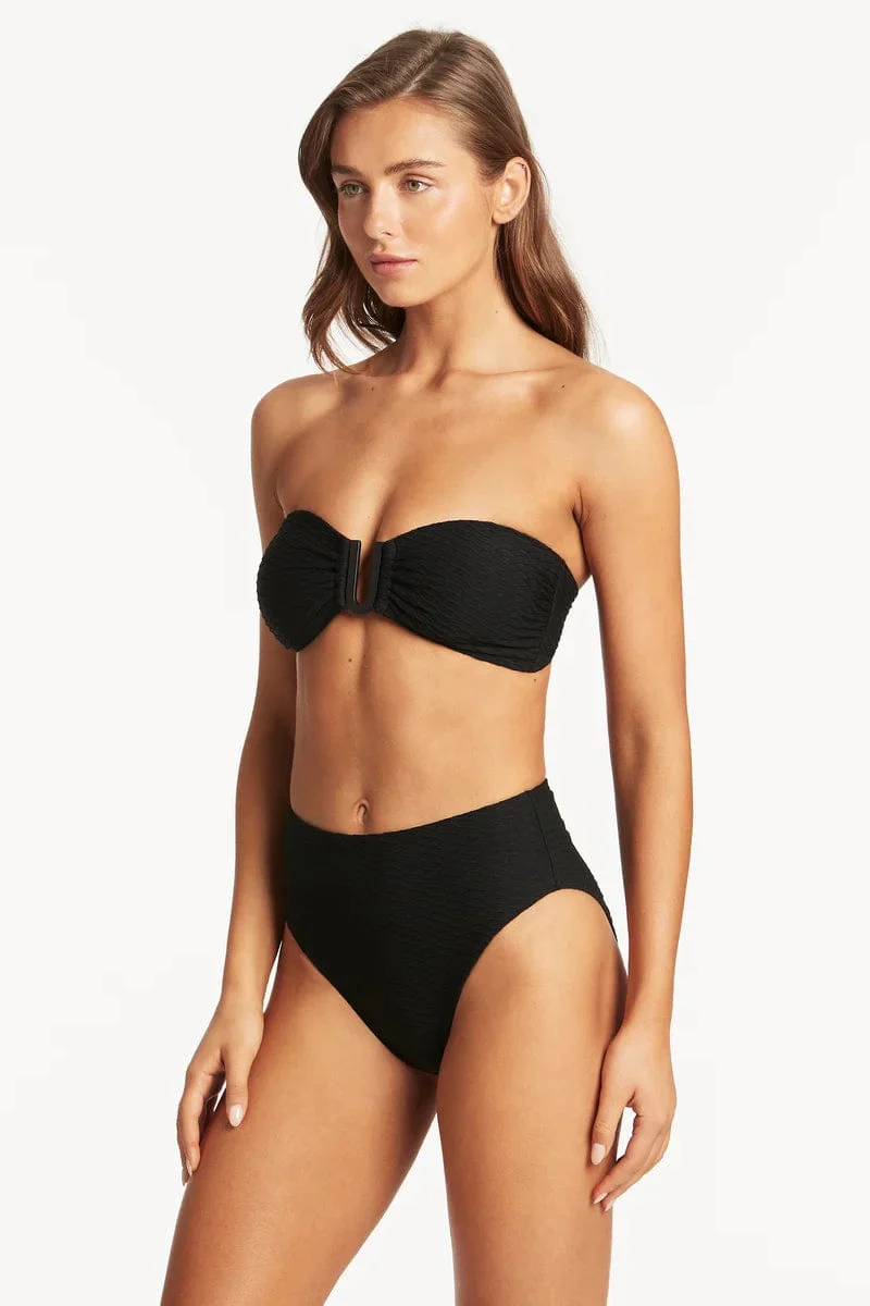 Sea Level Honeycomb High Waist Pant - Black - Image 3
