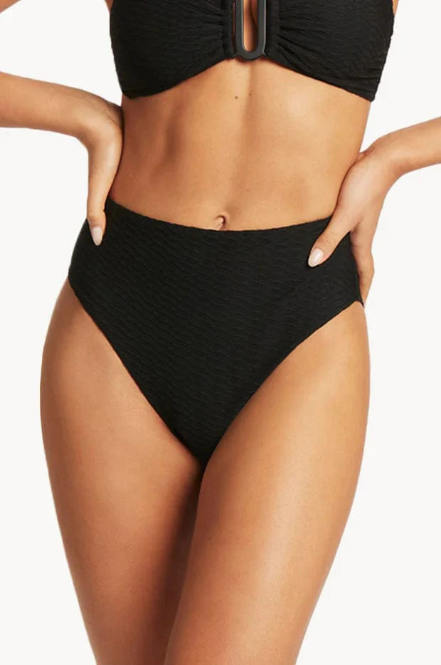 Sea Level Honeycomb High Waist Pant - Black - Image 7