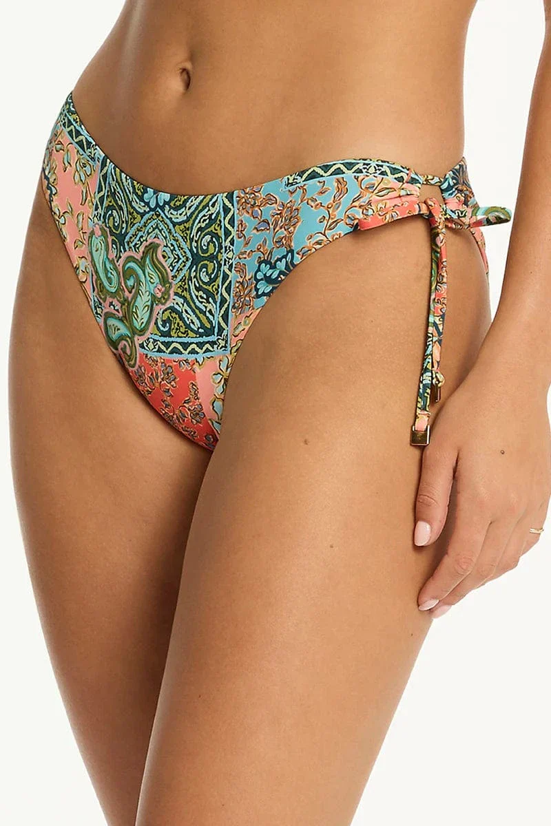 Sea Level Java Tie Side Cheeky Pant - Coral - Image 2
