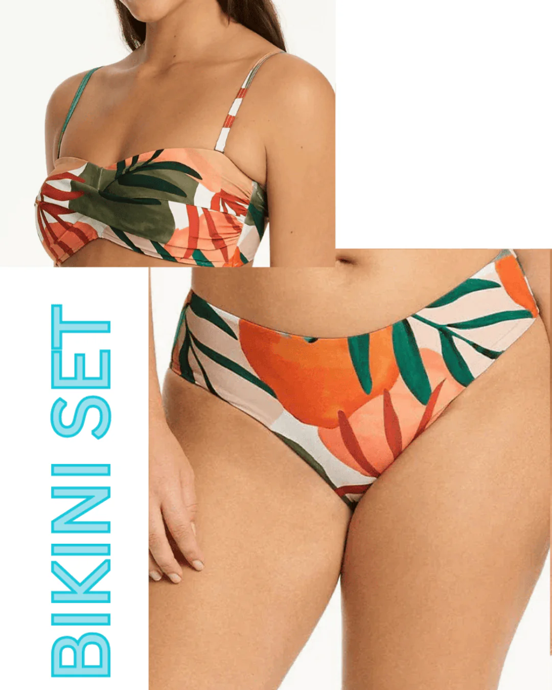 Sea Level Tropaluxe Twist Bandeau & Mid Bikini Pant Bikini Set - Khaki