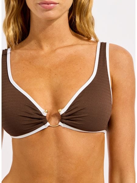 Seafolly Beach Bound Ring Front Tank - Dark Chocolate
