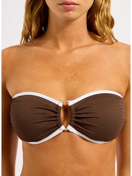 Seafolly Beach Bound Ring Front Bandeau - Dark Chocolate