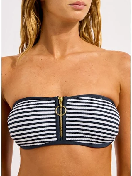 Seafolly Clubhouse Zip Front Bandeau - Black