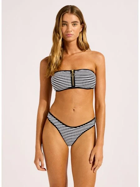Seafolly Clubhouse Zip Front Bandeau - Black - Image 5