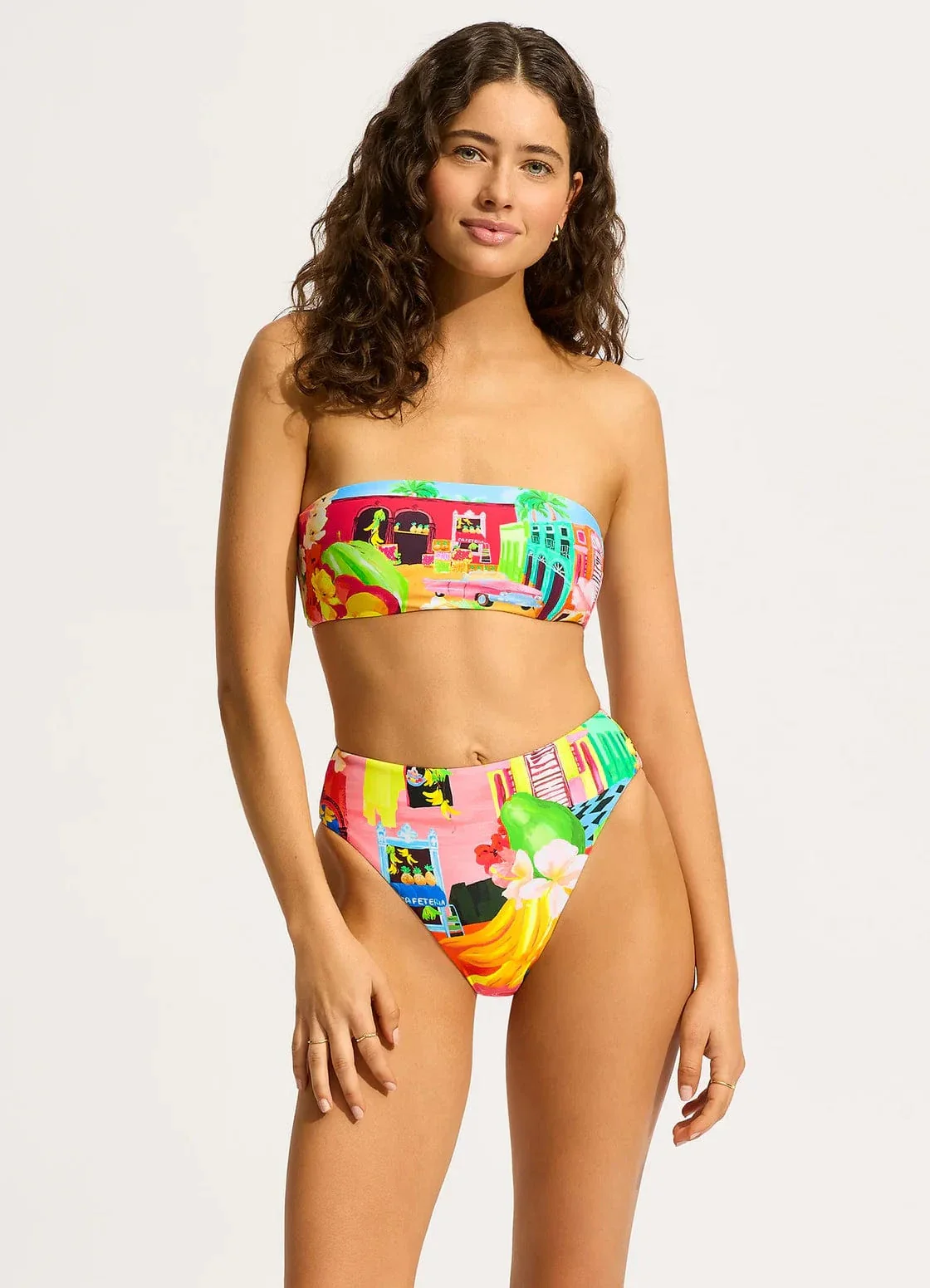 Seafolly Cuba High Rise Bikini Bottom - Turquoise - Image 4
