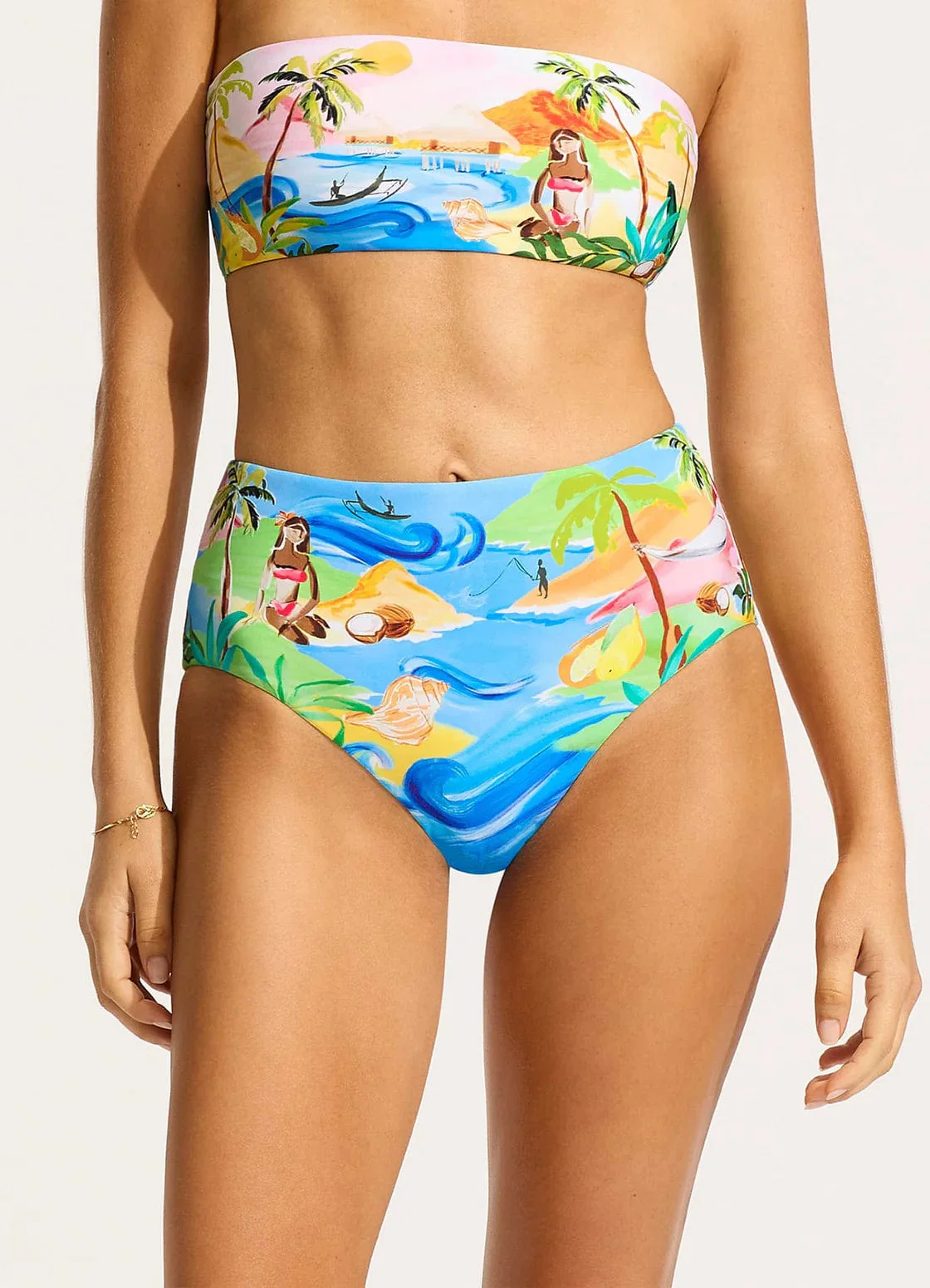 Seafolly South Pacific High Waisted Pant - Tuquoise - Image 2