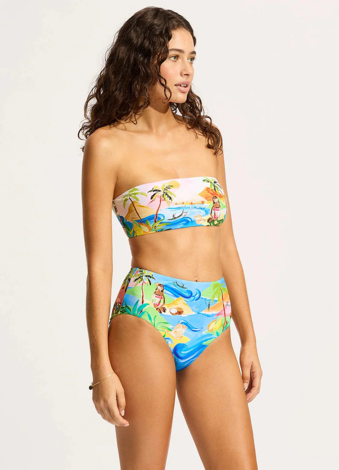 Seafolly South Pacific High Waisted Pant - Tuquoise - Image 3