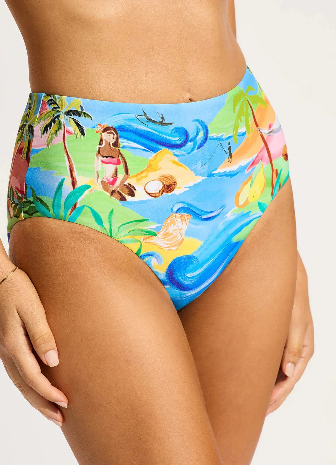 Seafolly South Pacific High Waisted Pant - Tuquoise - Image 5