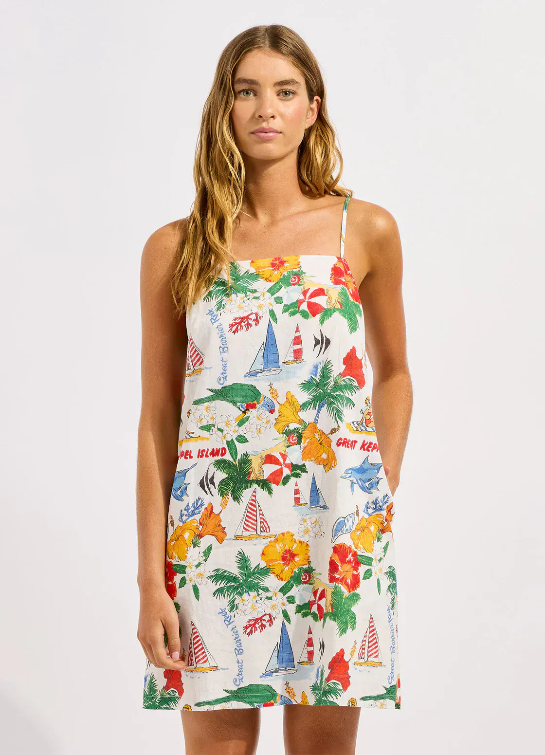 Seafolly Viva Vacation Bandeau Mini Dress - Powder Blue