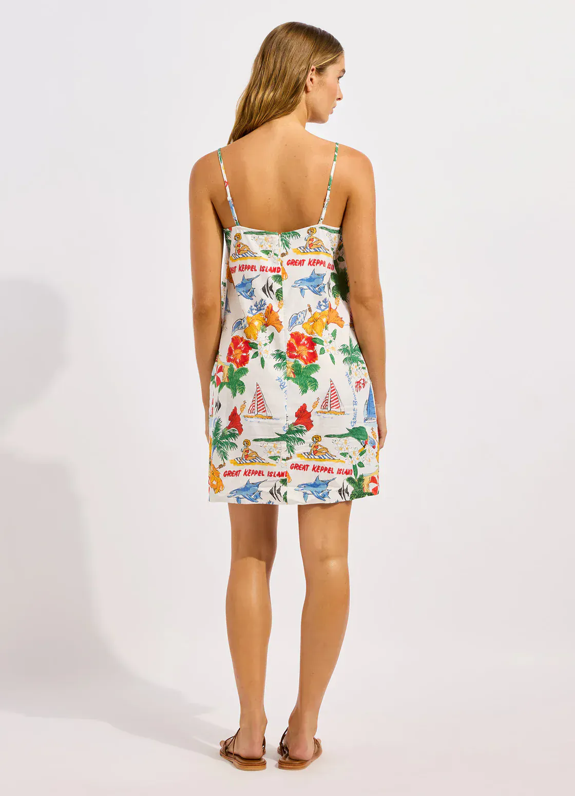 Seafolly Viva Vacation Bandeau Mini Dress - Powder Blue - Image 3