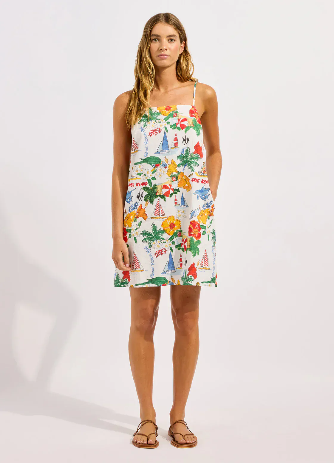 Seafolly Viva Vacation Bandeau Mini Dress - Powder Blue - Image 4
