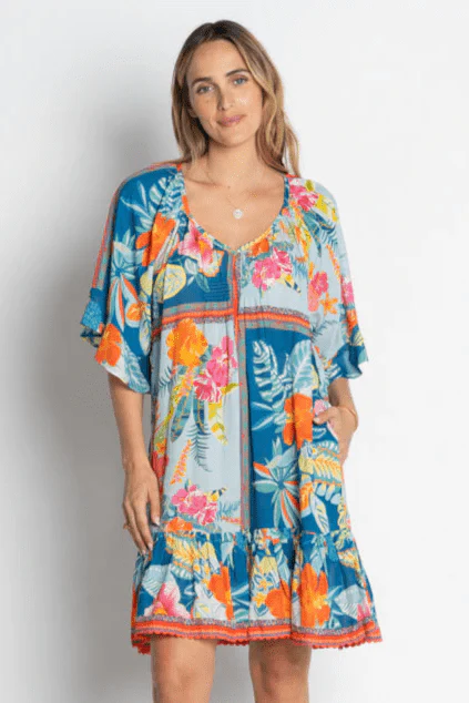 Serilda Shirred Dress - Ocean - Image 3