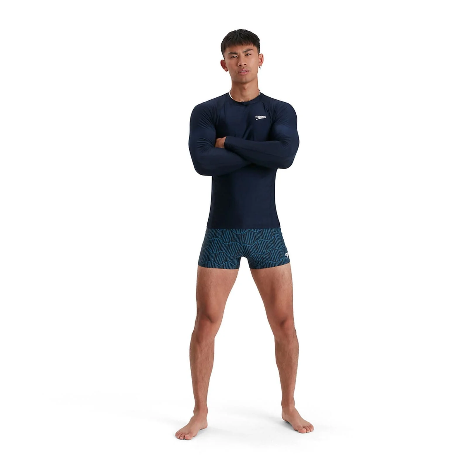 Speedo Mens Ls Rash Top - True Navy/White