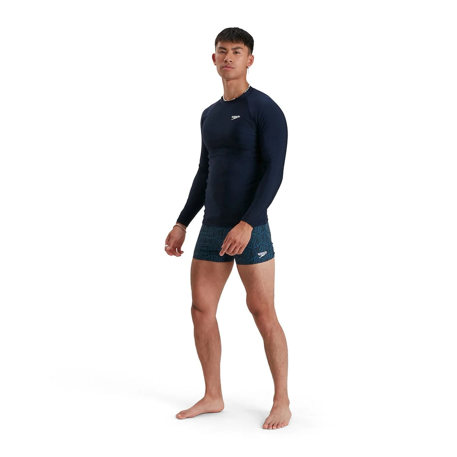 Speedo Mens Ls Rash Top - True Navy/White - Image 3