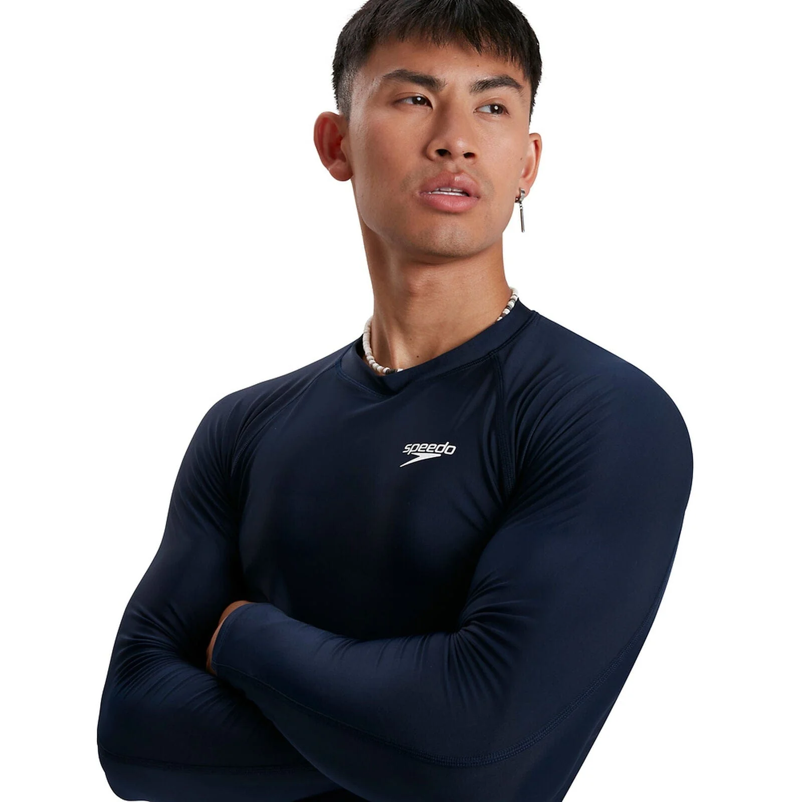 Speedo Mens Ls Rash Top - True Navy/White - Image 4
