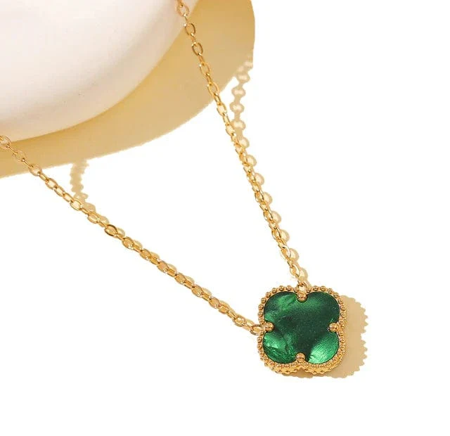 Stainless Steel Clover Necklace - Green