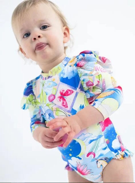 Surrealism Long Sleeve Frill Sunsuit