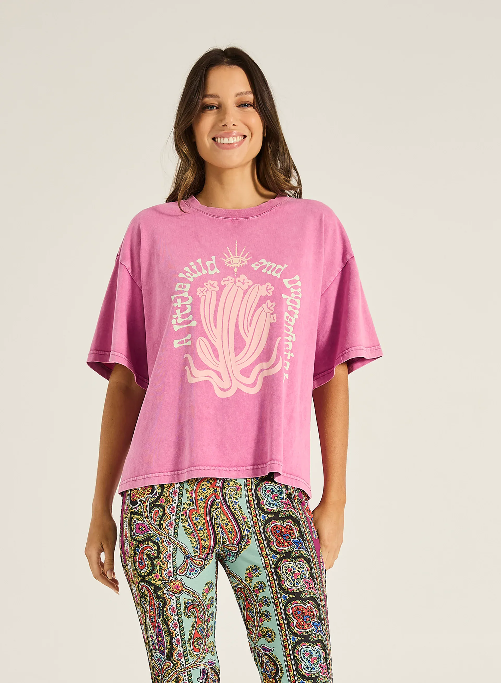 Tigerlily Caya Wild Child Boxy Tee - Magenta