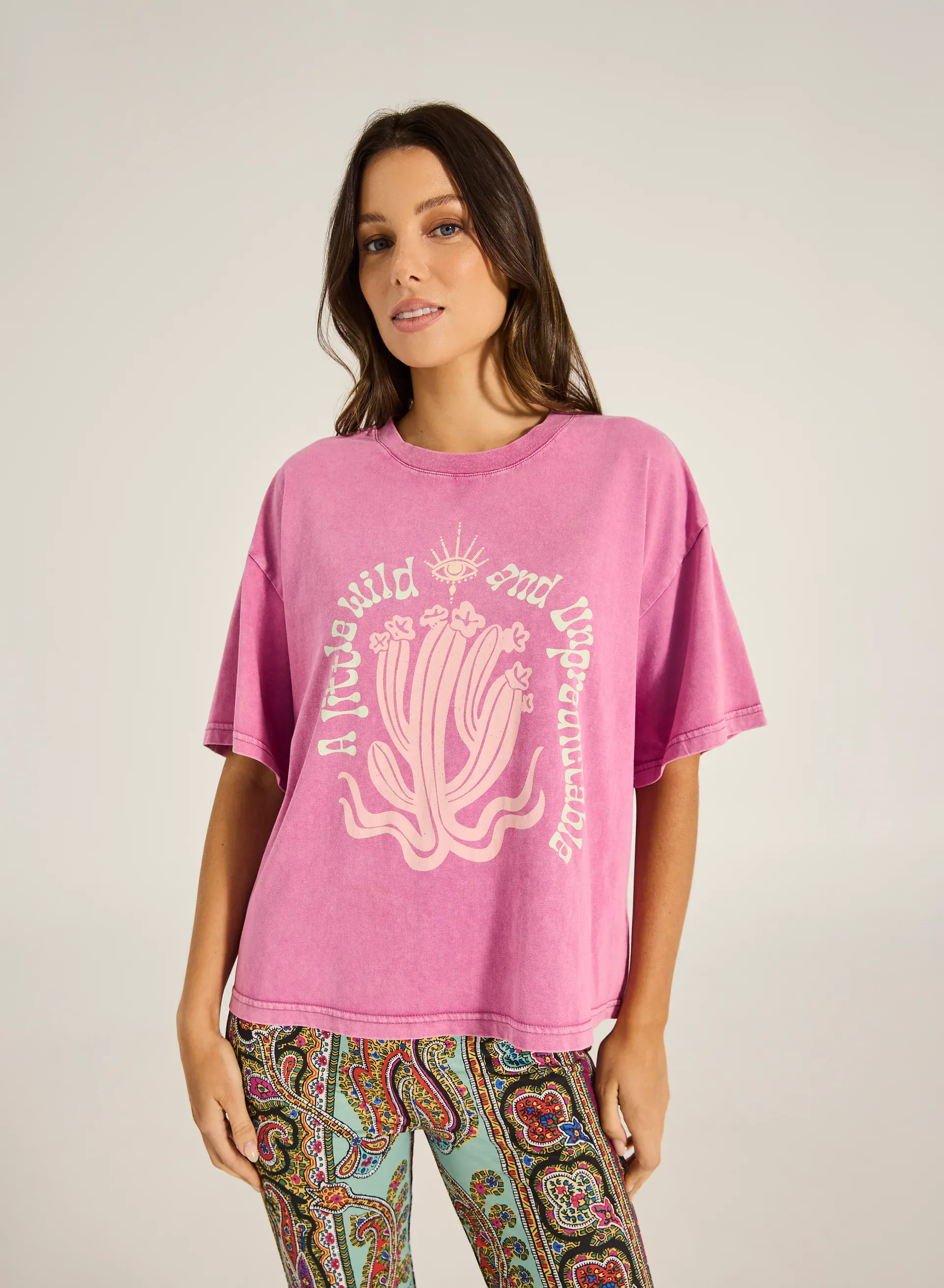 Tigerlily Caya Wild Child Boxy Tee - Magenta - Image 3