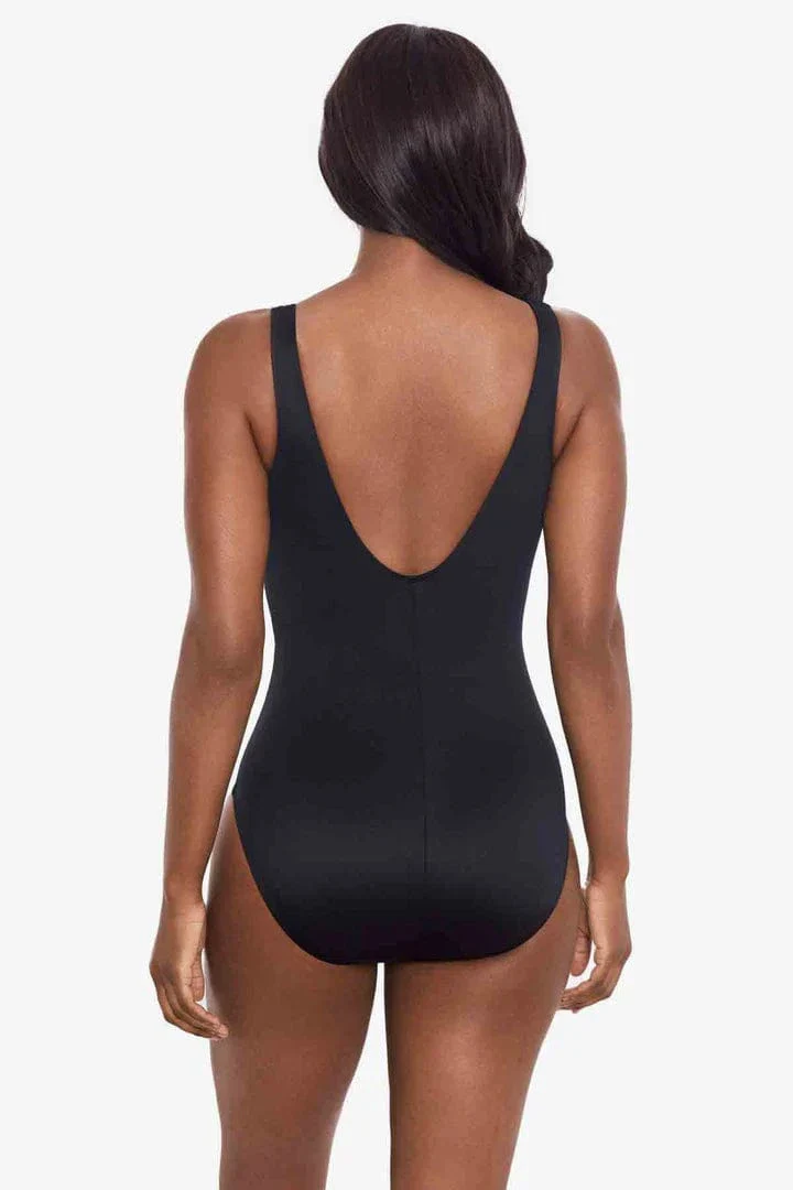 Tribal Tigress Charmer V Neck Tummy Control Swimsuit - Black Multi - Image 3