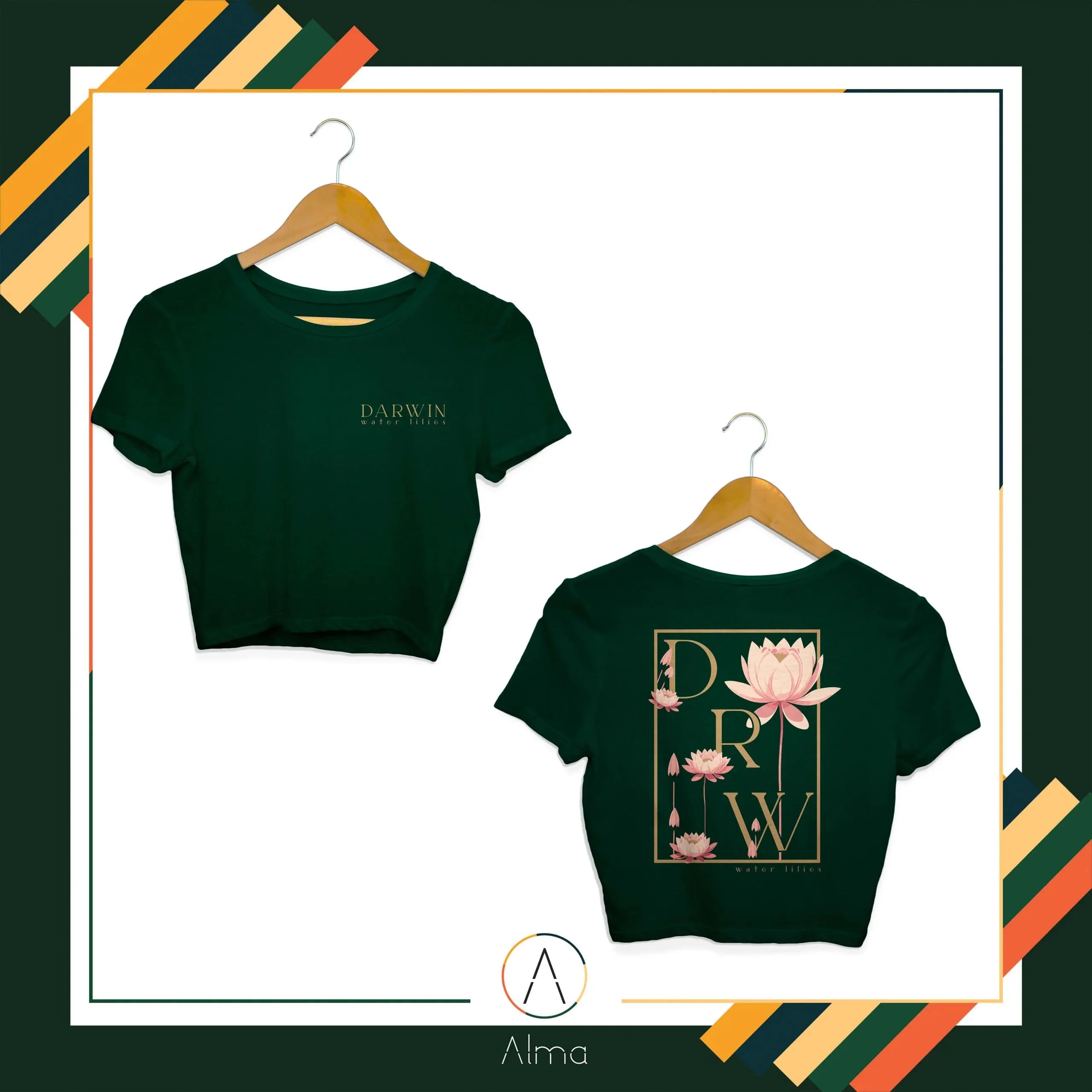 Water Lilies Green Crop Top - Image 3