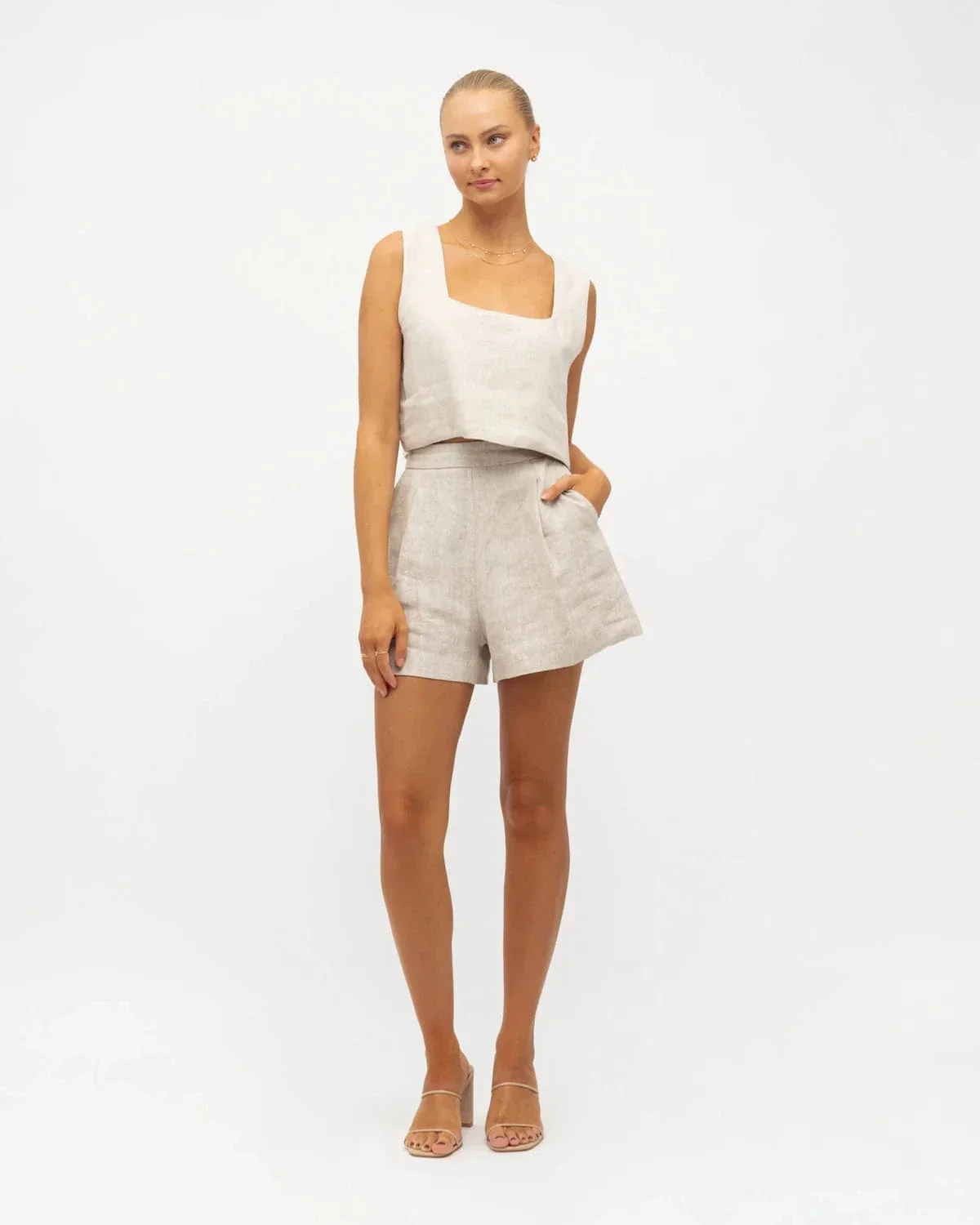 White Closet Linen Co-ord Shorts