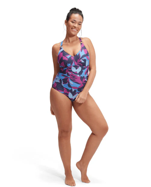 Speedo Womens Shaping Printed V Neck One Piece - Image 2